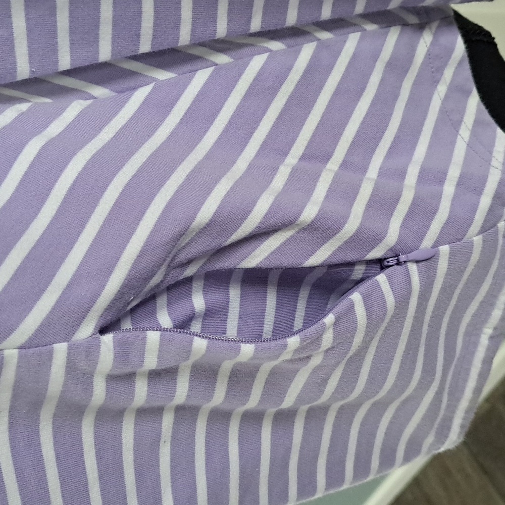 Appleseeds Petite Small Zip Lightweight Jacket Athletic Lavender Striped Cotton - Picture 3 of 10